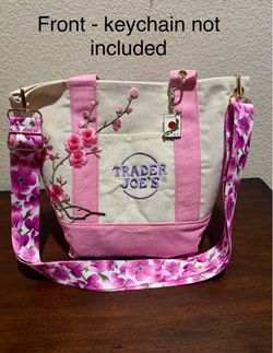 Trader Joe’s mini tote with shoulder strap and flower design