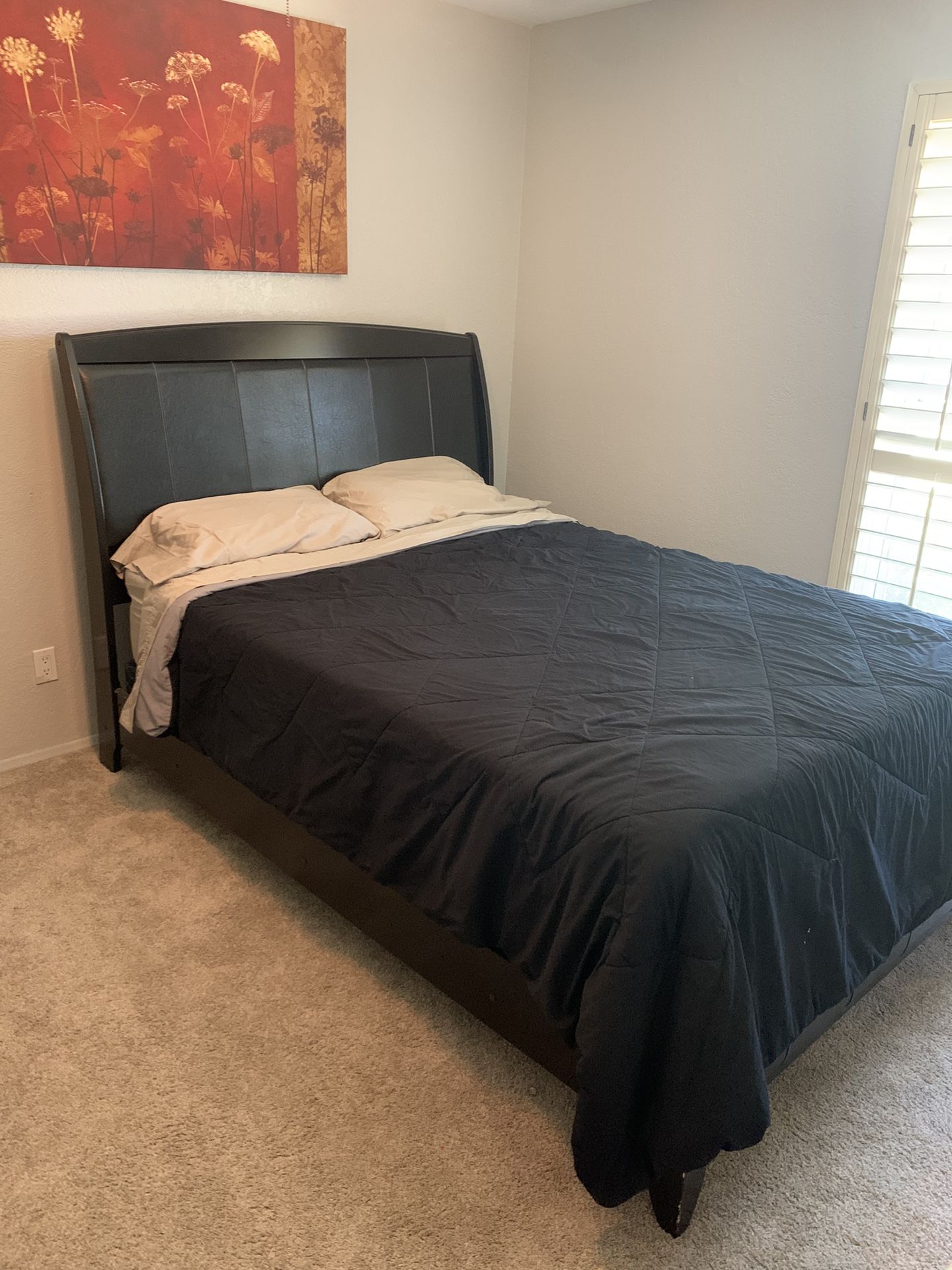 Queen Bed Frame And Queen Mattress W/ Box Spring