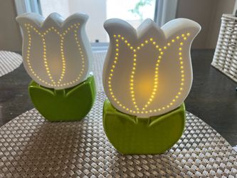 Ceramic Tulip LED Night Light Set of 2