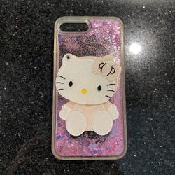 Cute Hello Kitty Mirror iPhone 8 Plus Case w/ Floating Pink Glitter Inside Case