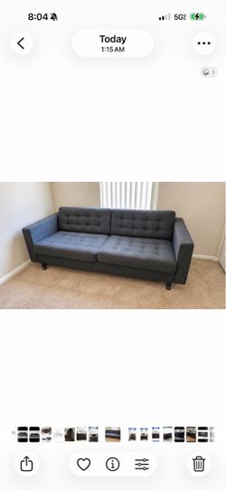 IKEA Dark Gray Sofa with Matching Ottoman