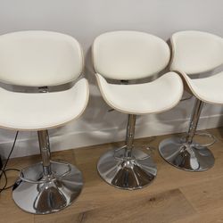 Bar Stool Or Counter Stool Set Of 3 - White Modern