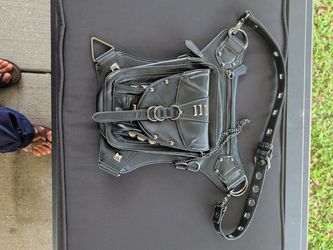 Black Gothic Punk Harness Bag with Studs & Chains