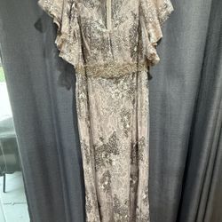 Mac Duggal Bell Sleeve Floral Embellished Dress