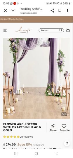 Ling's Moment Wedding Arch Flower Decor with Drapes