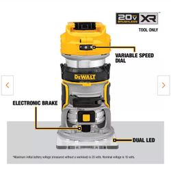 DEWALT 20V MAX XR Brushless Cordless Compact Router (DCW600B)