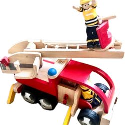 Plan Toys Wooden Fire Truck – Complete Set,