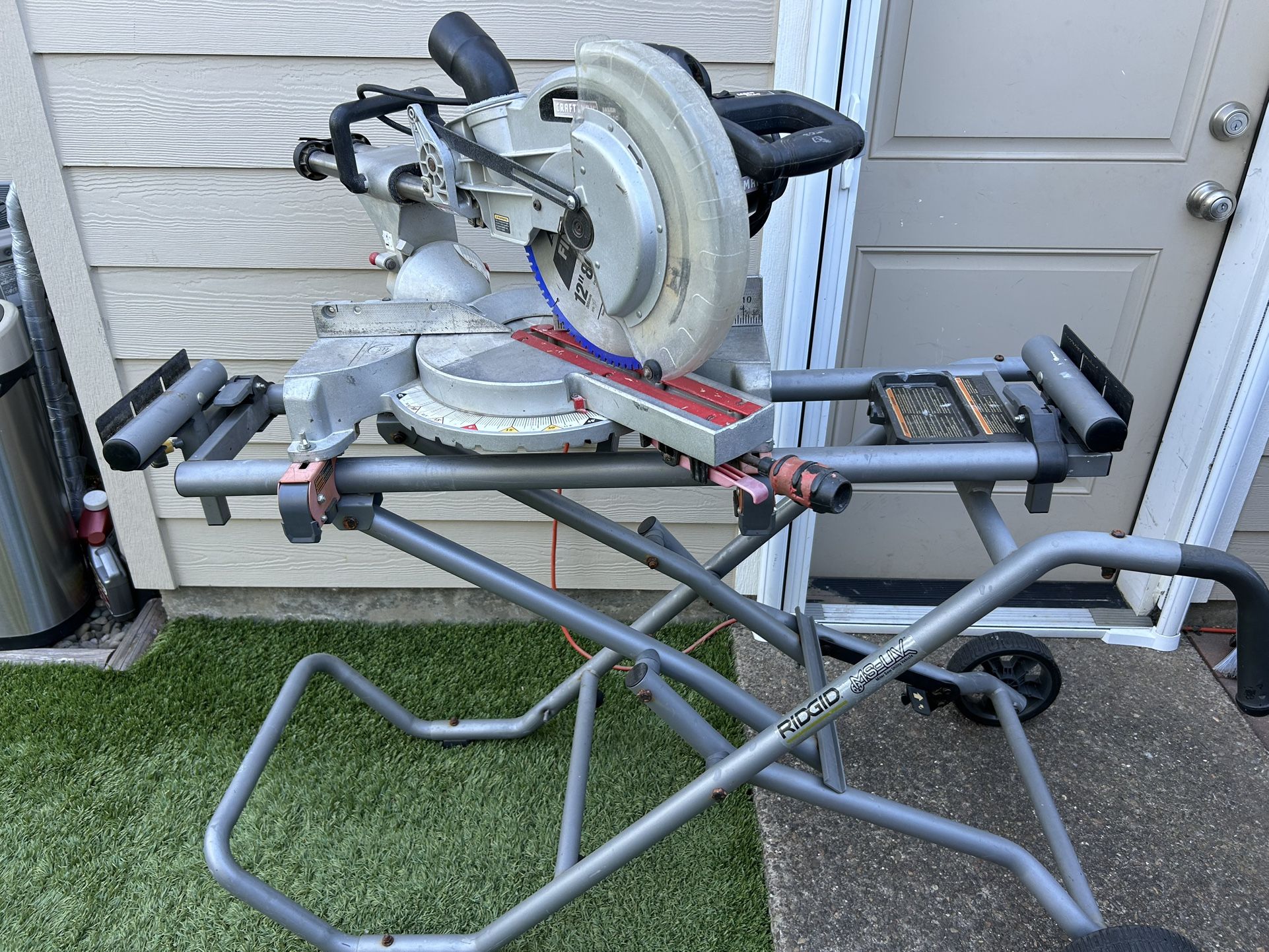 12 Inch Sliding Compound Miter Saw Chop Saw With Folding Mobile Stand