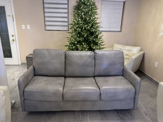 Grey Leather Pull Out Couch