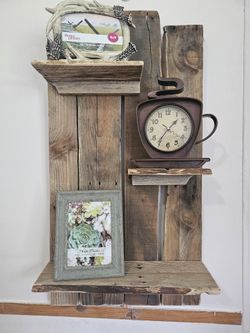 Handmade and customizable reclaimed wood floating shelf decor