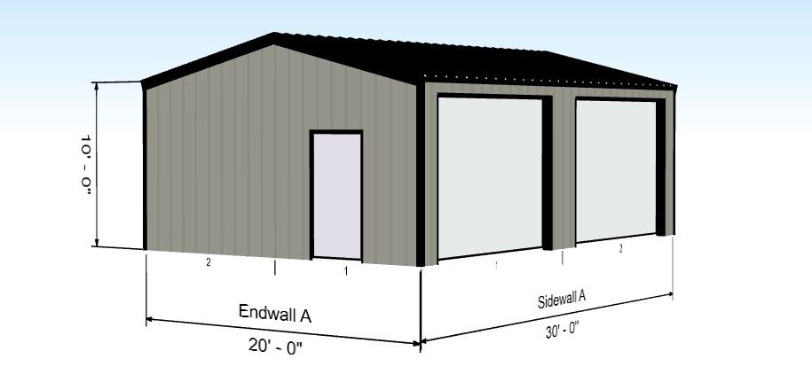 Steel Building For Sale 20'x30' Two Car Garage