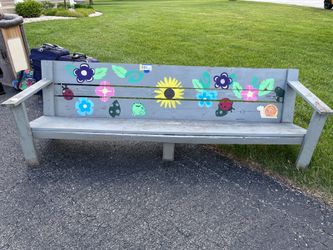 Hand painted wooden garden bench