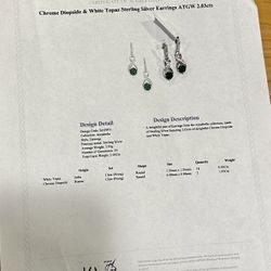 Jewelry - Sterling Silver Earrings With Dark Green Stones - NWT 