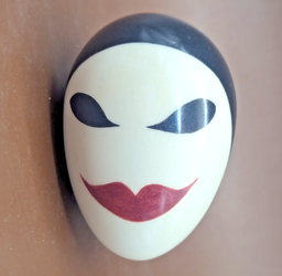 Vintage Signed G. SHIMAN Ceramic Porcelain Mask Egg Sculpture Pierrot Art Deco