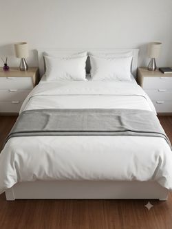 IKEA full size bed with mattress and matching dresser nightstand