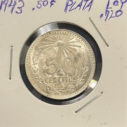 Silver 1943 Mexico 50 Centavos BU Plata Ley .720