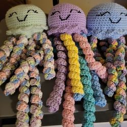hand crocheted colorful playful pastel jellyfish  $8 each 