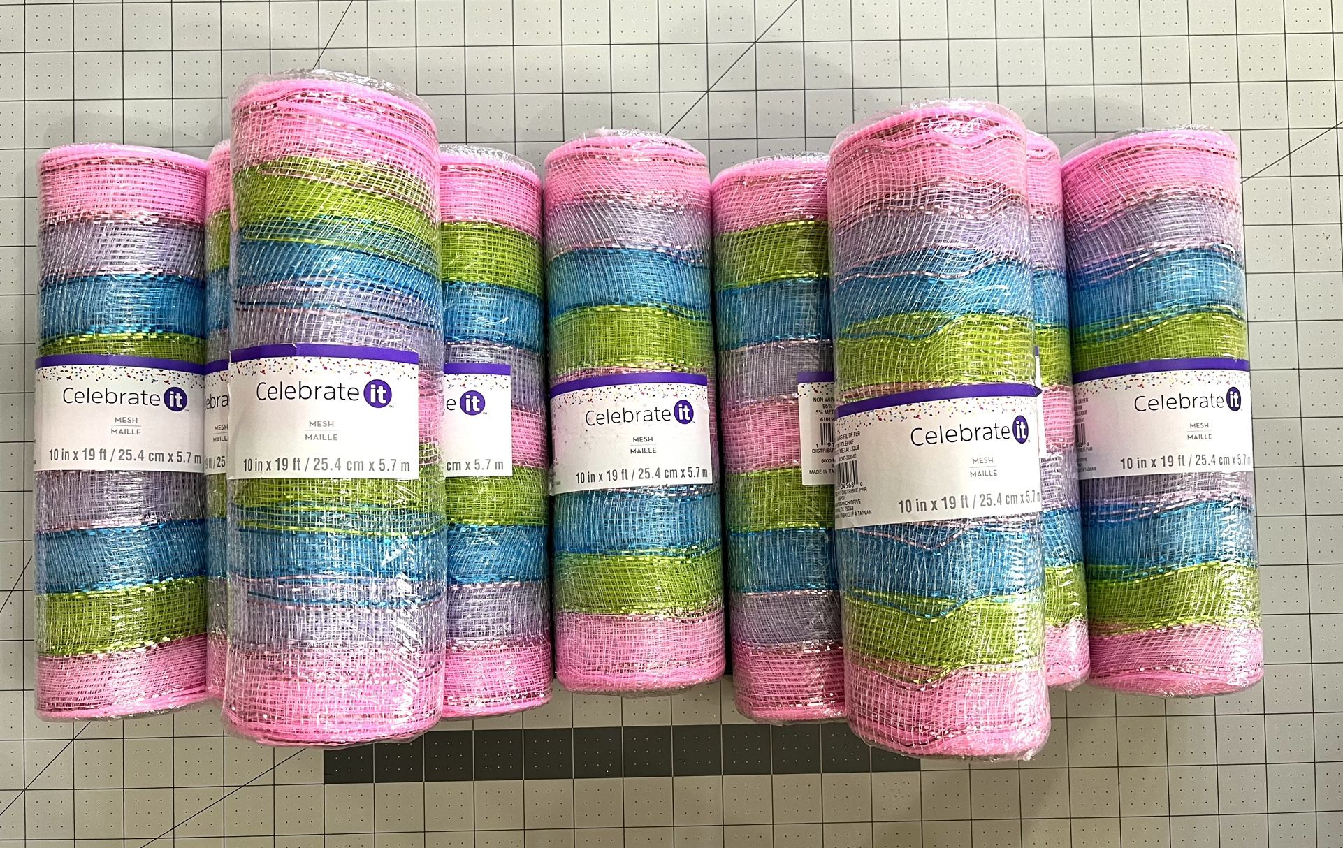 9 Rolls Of Pastel Multi Color 10in X 19ft Deco Mesh