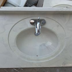 Marble Top Vanity Sink 31 " x 22" (Comes With Faucet And Both Supply Lines Already Connected)