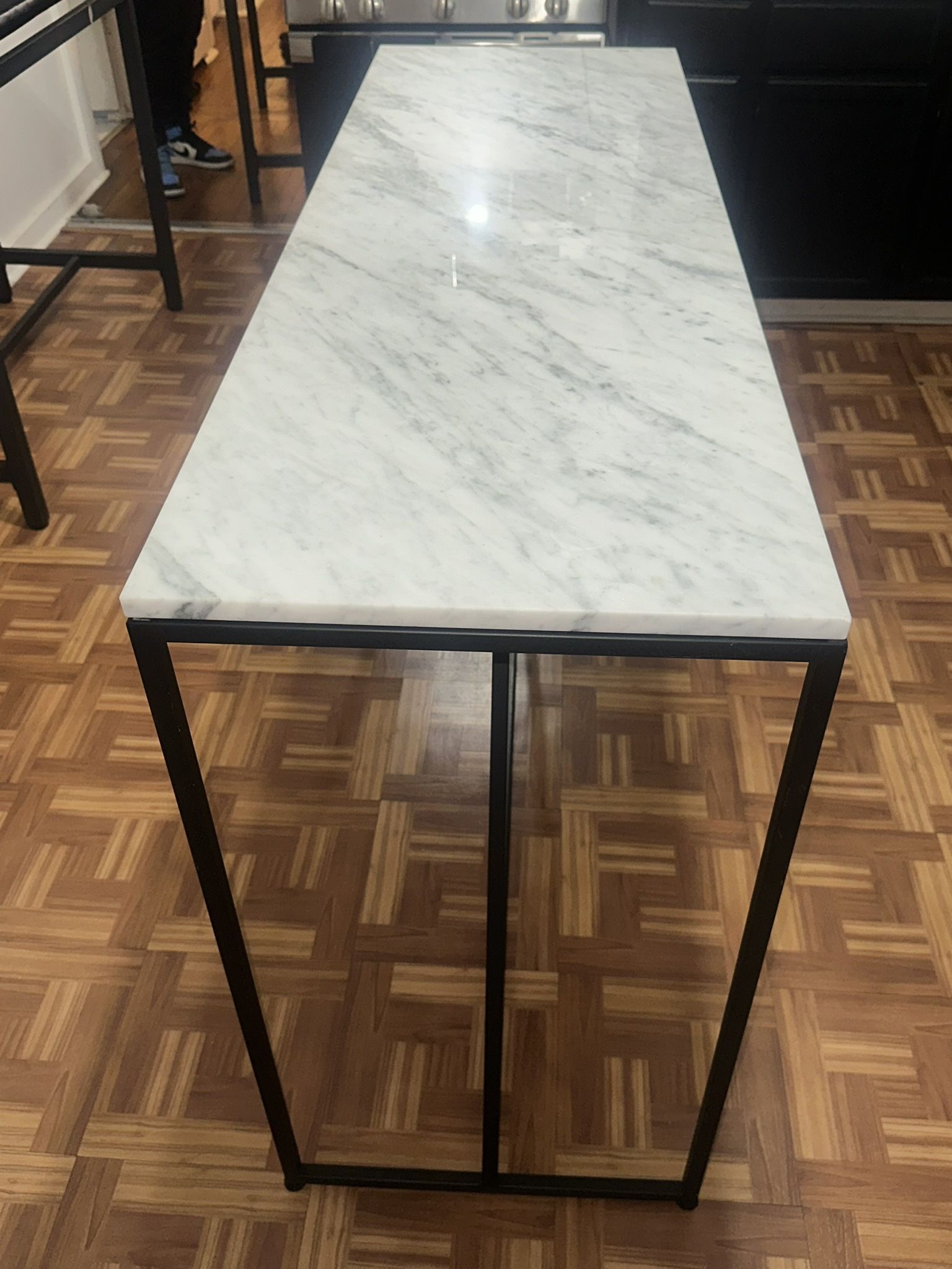 Stunning Real Carrara Marble Kitchen Island / Console Table