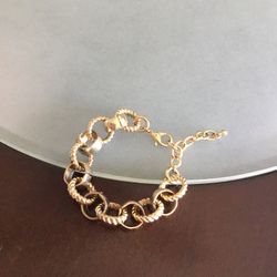 Gold Tone Rolo Link Bracelet