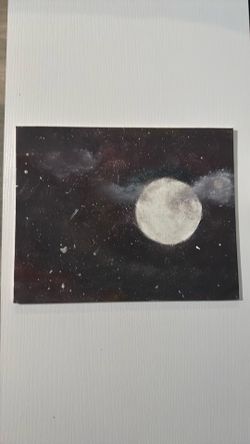 “Midnight Lunar Glow” Original Full Moon Acrylic Painting - Celestial Night Sky Art