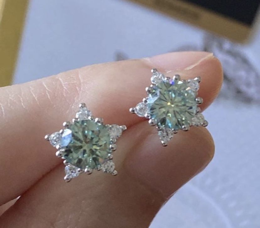 Diamond Moissanite Star Earring’s 925 