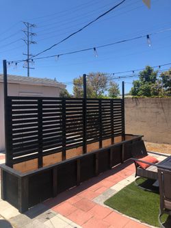 Beautiful privacy wall Frame Planter Box Garden Bed Outdoor Design cedar redwood AC pool equipment cover