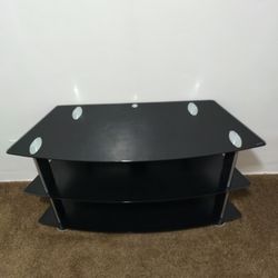 Black Glass TV Stand Entertainment Center 