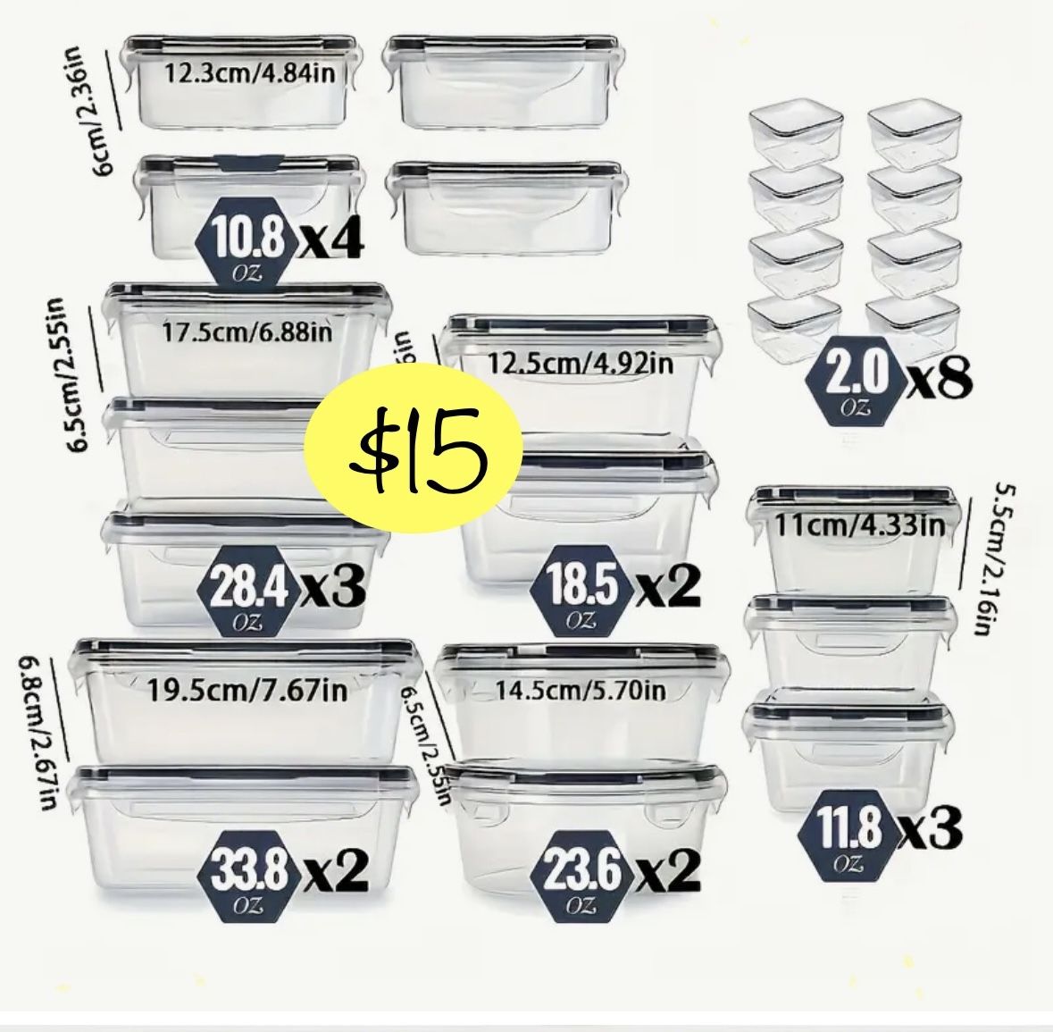 Food Storage Containers 48 pc (24 containers & 24 lids)
