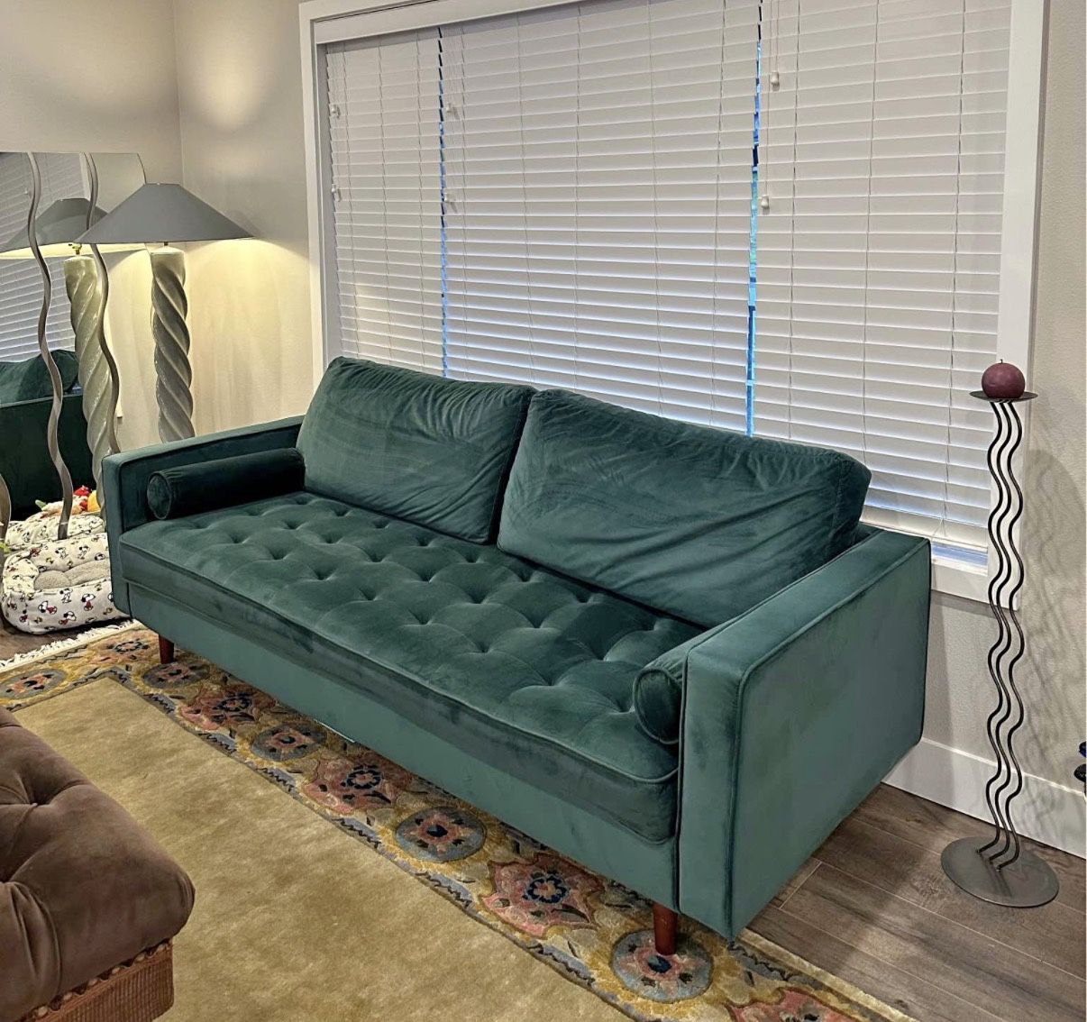 Emerald Green velvet sofa