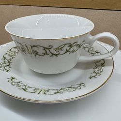 2  Fine China Of Japan "Bell Flower 2999" Cup And Saucer Gold Trim 