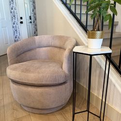West Elm Swivel Barrel Accent Chair — Like New — Modern Blush $800📍Chandler Delivery Available