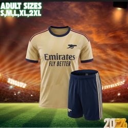 Arsenal FC 2026 Cream Gold Soccer Uniform Set – Jersey & Shorts – Adult S-2XL