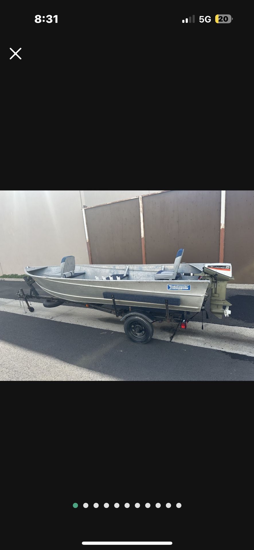 14’ Aluminum Fishing Boat With LED LIGHTS.. Shade Cover - No Motor
