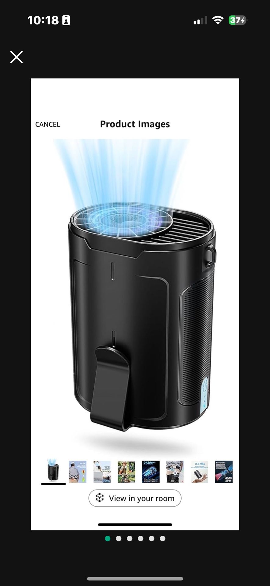 Barito Portable Waist Fan, Shirt Fan Rechargeable with 25H Battery Life, 4 Speed Powerful Belt Fan with 6600 RPM Personal Cool Clip Fan Under Shirt fo