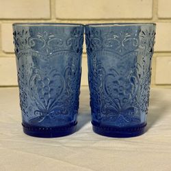 Navy Set Of 4 Glass Water Cups 