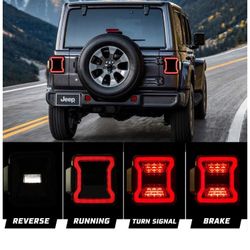 LED Taillights Dark Smoke Lenses Rubicon Style 