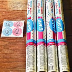 🎉 Gender Reveal Confetti Cannons – 4 Pack + Team Boy/Girl Stickers 🎈