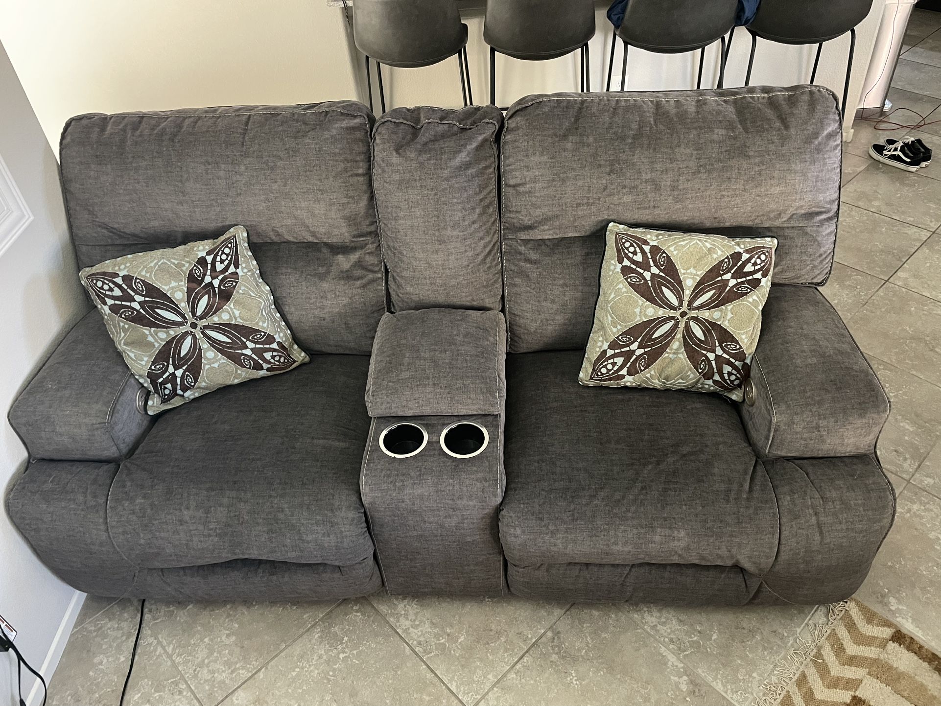 Grey Power Reclining Sofa