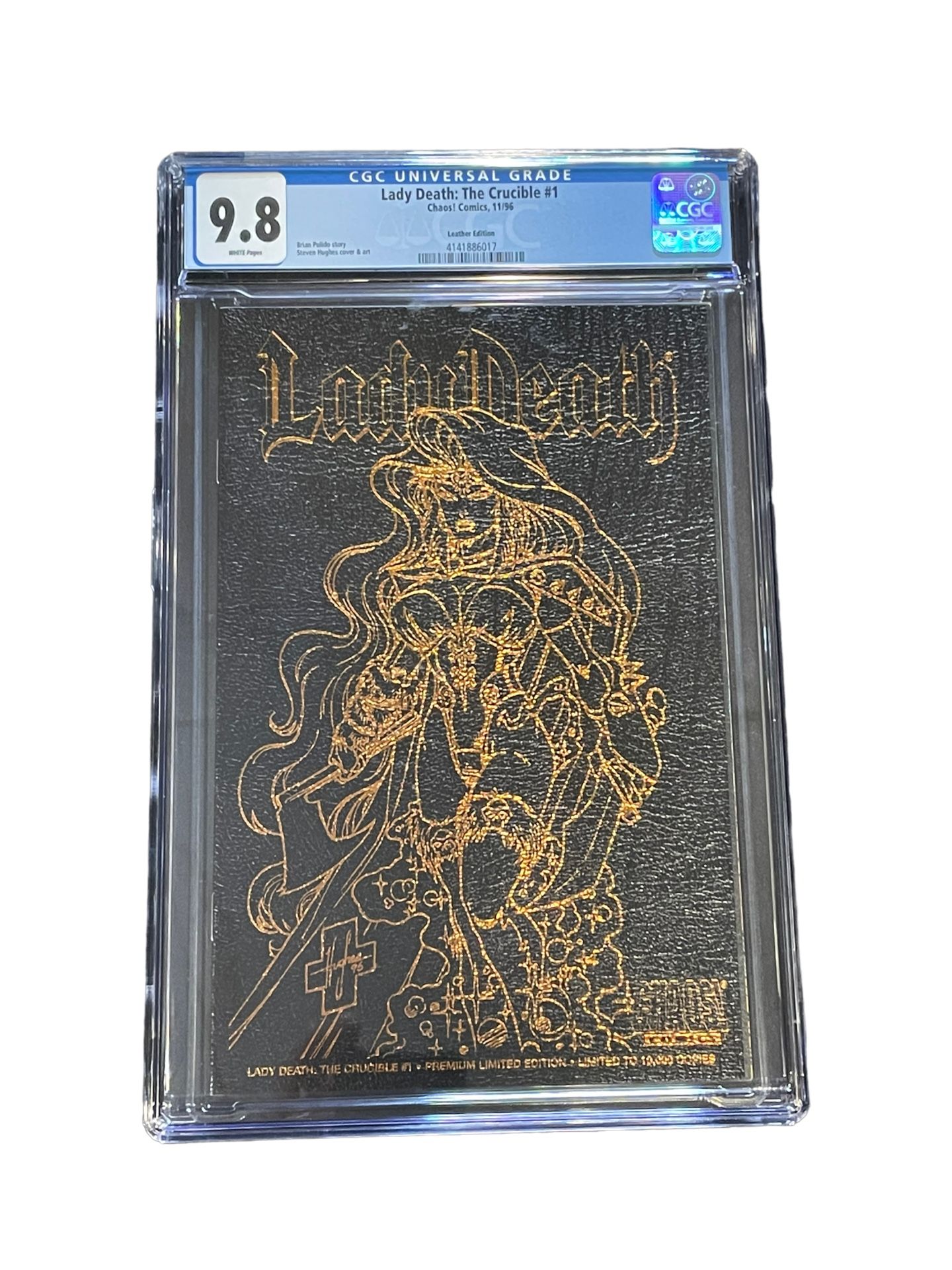 Chaos Comics Lady Death the Crucible #1 Leather Variant CGC 9.8 Comic Book