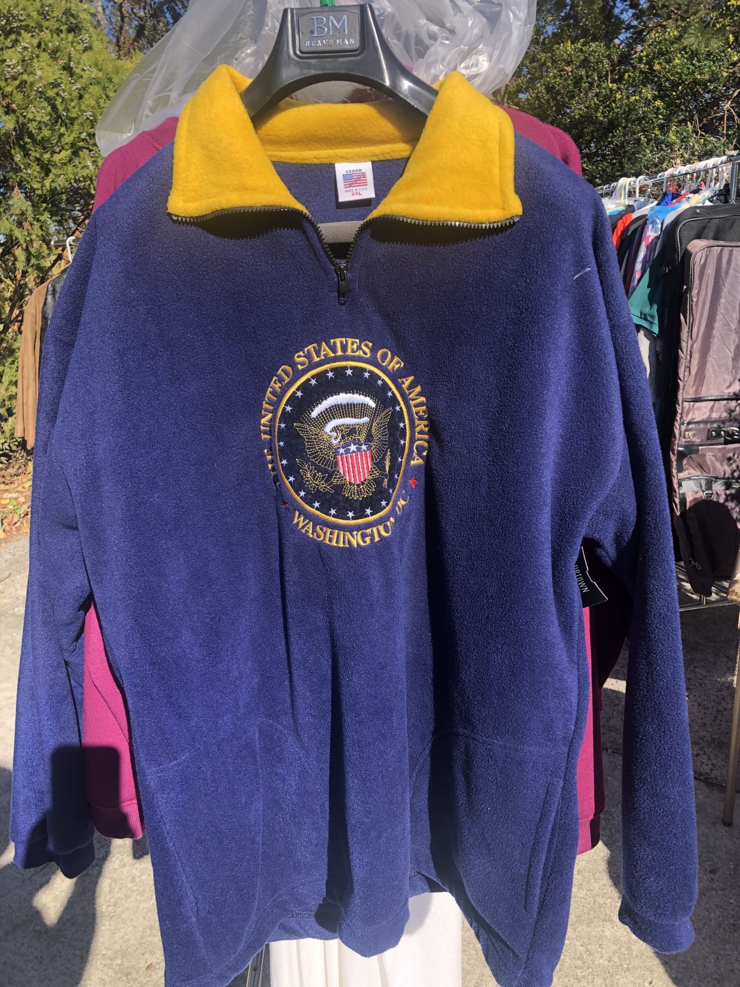 Men's XXL USA Washington DC Fleece Pullover 1/4 Zip Jacket Embroidered Seal - Compare @$50+