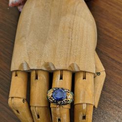 VICTORIA WIECK - Sz 8 925 Yellow Gold Vermeil & Enamel Finish - Dragonfly Ring