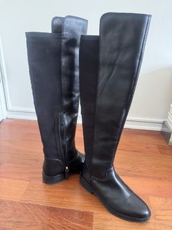 Clarks Renewal Up Black Leather Womens Over The Knee Boots, Size 6.5