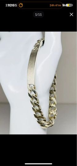 925 Sterling Silver 10mm Wide Cuban Chain Link ID Bracelet 9”