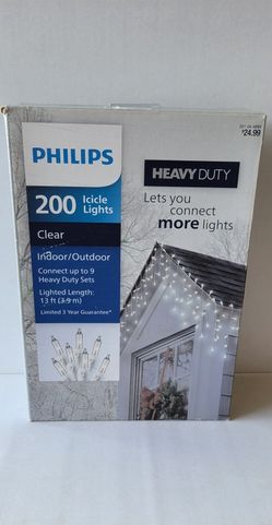 Christmas Lights Philips 200 Icicle Lights Clear 