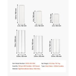 Pillar Candles and Glass Vases Set 120 Pcs, Clear Cylinder Hurricane Candle Holders for Wedding Centerpieces, Tall Vase for Table Decor, Wedding Party