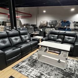 Livingroom Set ,black Leather Set , Recliners