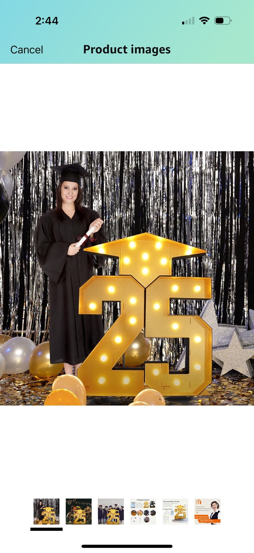 4.5FT Gradution Decorations Class 2025, Big Black Gold Light