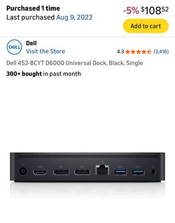 Dell Universal Dock 452-BCYT D6000 Black - Excellent Condition - Fast Ship 🔥 🔥